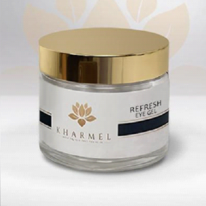 A jar of eye cream with gold lid.